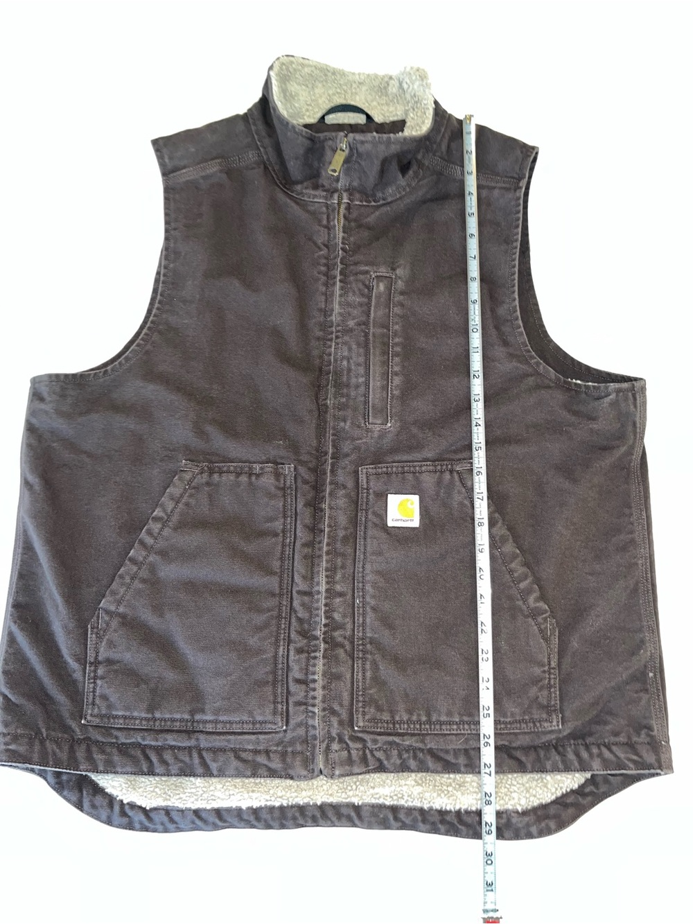 Carhartt Men’s Sherpa Lined Mock Neck Vest Dark Brown Size L - Picture 12 of 12